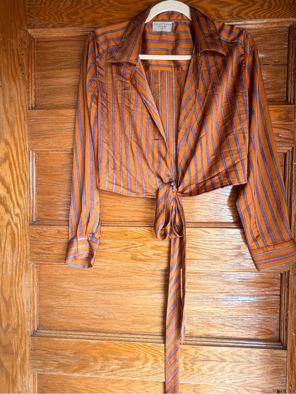 Dress Forum Orange Striped Shirt with Blue and Pink Accents (M)